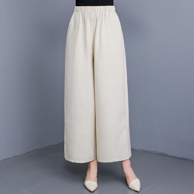 Pantaloni Larghi Estivi Abbigliamento Donna Taglie Forti Casual Larghi Vintage Vita Alta Pantaloni Neri