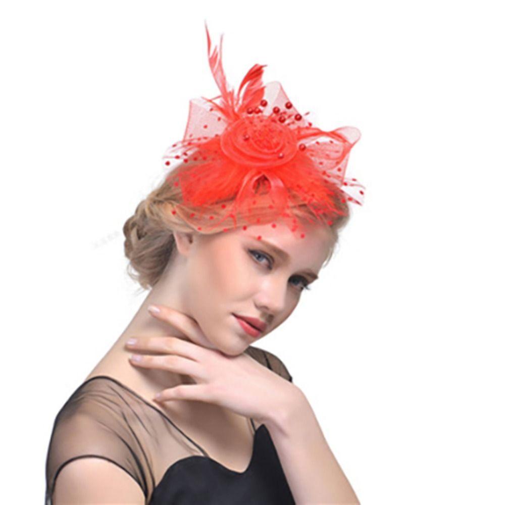 Elegantes Teeparty Mesh Haarband Exquisite Braut Kopfschmuck Vintage Federn Fascinator Hut Hochzeit
