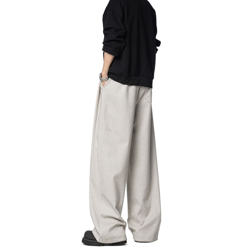 Dream Made Old Money Style Woolen Trousers for Men, Autumn and Winter Thickened Straight-Leg Wide-Leg Pants, Casual Pants for Boys