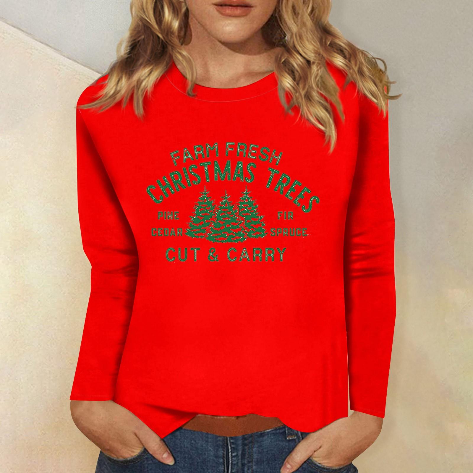 Женский повседневный повседневный топ с длинными рукавами и рождественским принтом — фото 9