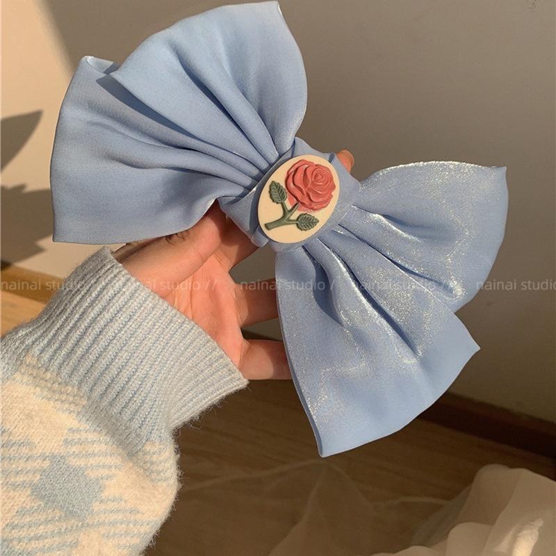 

Korean Style Rose Bow Hair Clip Women Large Shark Clip Spring Clip Hair Accessories синий