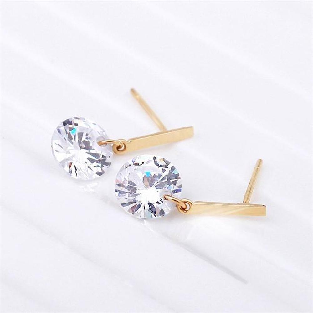 [Onm] Onm 14K Gold Bianco Cubic Zirconia Daily Gold Earrings (9592459)