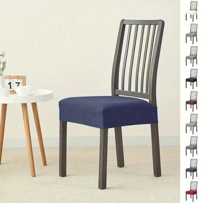 1pc T Jacquard Chair Cover Stretch Solid Color Seat Slipcover Anti-dirt Washable Removable Chair Case Home Banquet Dining Room