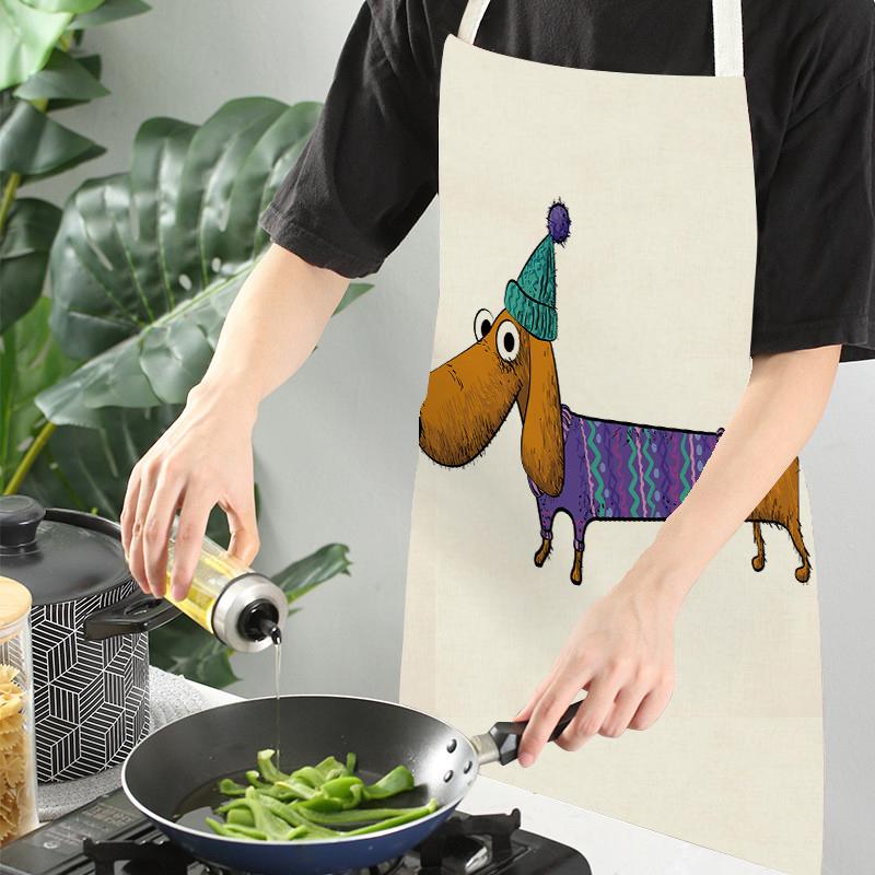 Dachshund Dog Printed Kitchen Apron for Woman Sleeveless Apron Home Cooking Baking Pinafore Cleaning Tool Antifouling Apron