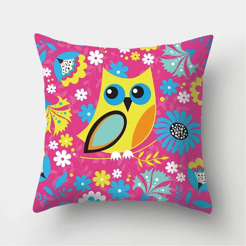 Owl Flower Decorative Pillowcase Living Room Office Home Pillowcase Car Ornaments