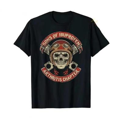 Artritli Sokak Giyim Oğulları İbuprofen Bölümü Komik Biker Kurukafa Tişört Siyah Vintage Erkek Grafik tişört Gotik Ropa Hombre üst