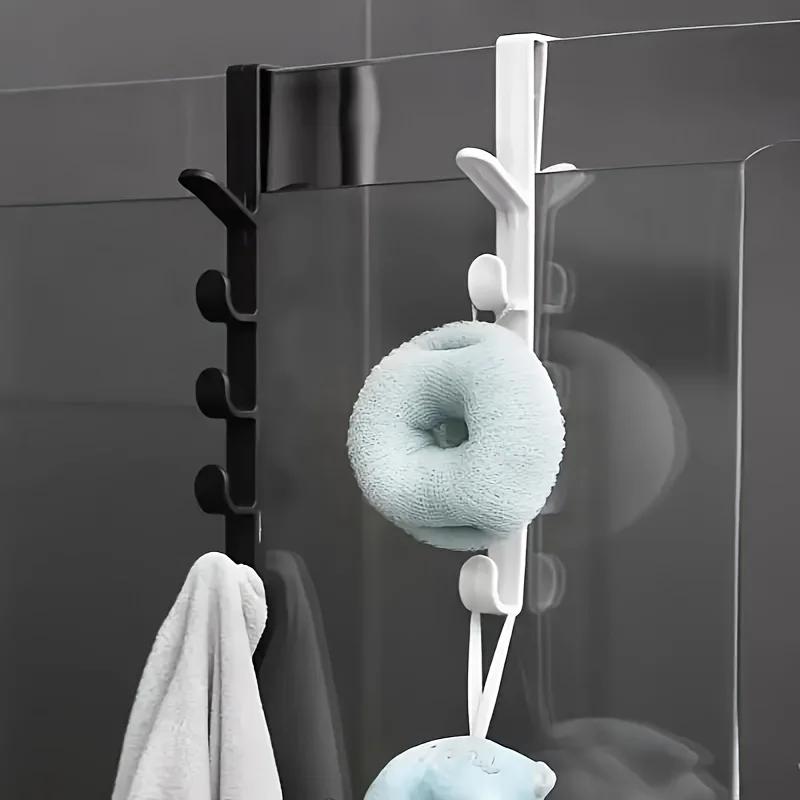4pcs Set - 5-Hook Door Hook Back Pocket Storage Rack | Household Bathroom Storage Organizer for Bathrooms, Bedrooms