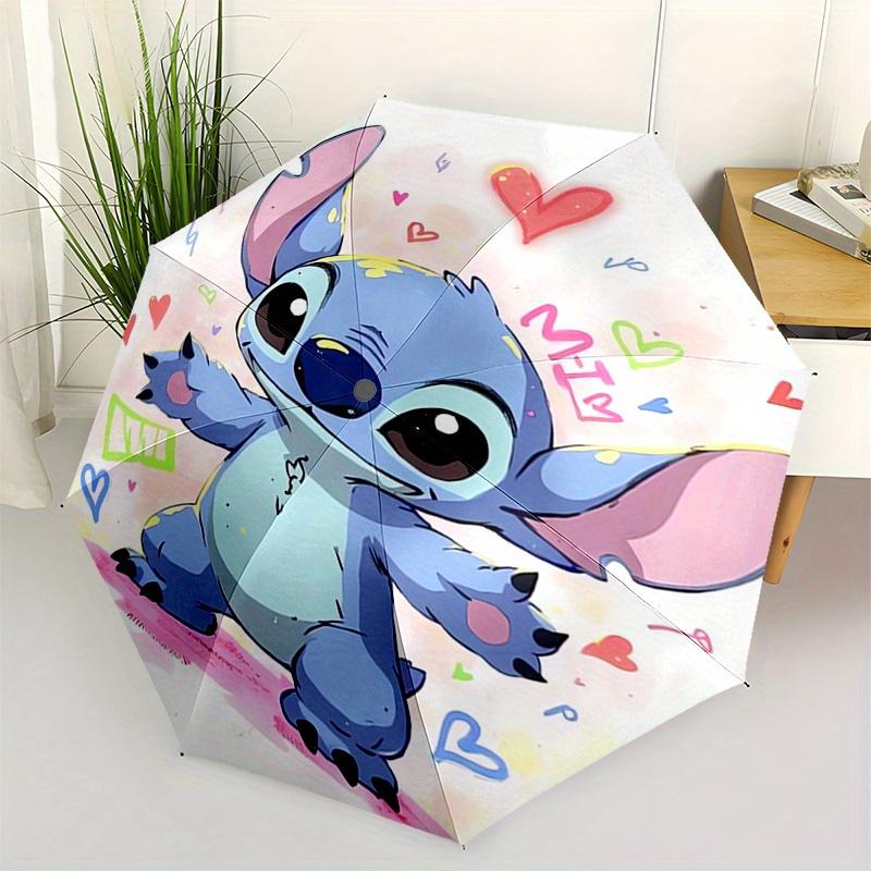 

Stitch,Hearts Automatic Folding Umbrella - Simple 8-Rib Design, Bright Cartoon Pattern, Durable Iron Frame, Suitable For Travel, Outdoor, Be