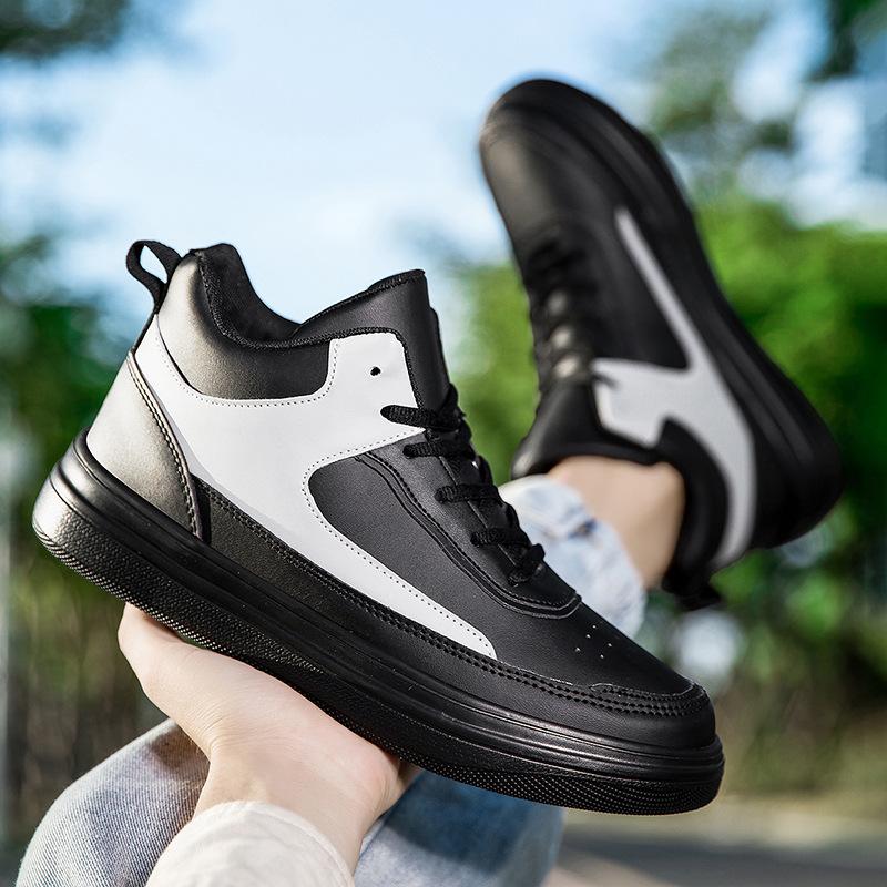 Men's Shoes Autumn and Winter New Medium and High-top Board Shoes, Youth Platform Sports and Leisure Shoes, Men's Height-increasing White Shoes, Tren