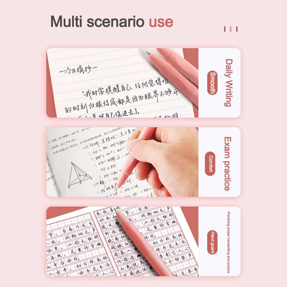5PCS New Soft Grip Gel Pen 0.5mm Quick Drying Black Pen Ballpoint Pen Writing Tool