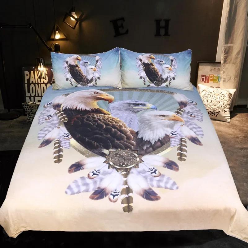 

Super King-Sized Dimensionsd Dimensions Soft Duvet Cover Set Bed Linens Reactive Printing 3d Eagle Boho Premium Beding Sets Dekbedovertrek 2 Persons 100*200cm Single