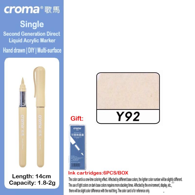 Croma 160/1 Farben Nachfüllbares Direktflüssig-Acrylmarker-Set mit Weicher Spitze, Waschbarer Aquarellpinsel Schulausstattung