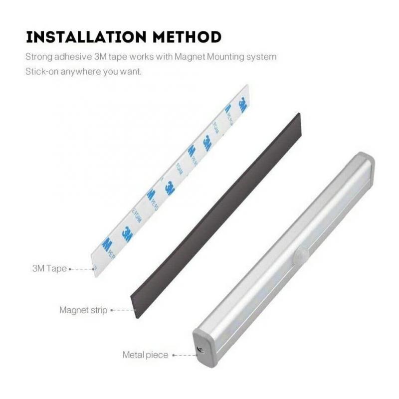 10 LED PIR Motion Sensor LED Night Light Battery Operated with Magnetic Strip X1