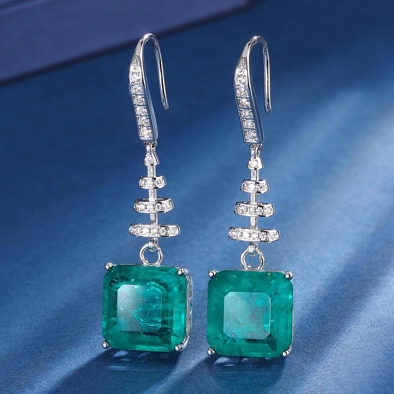 Jewelry Retro Simulation Emerald Butterfly Luxury Inlaid Princess Square Set Main Stone 14 * 14