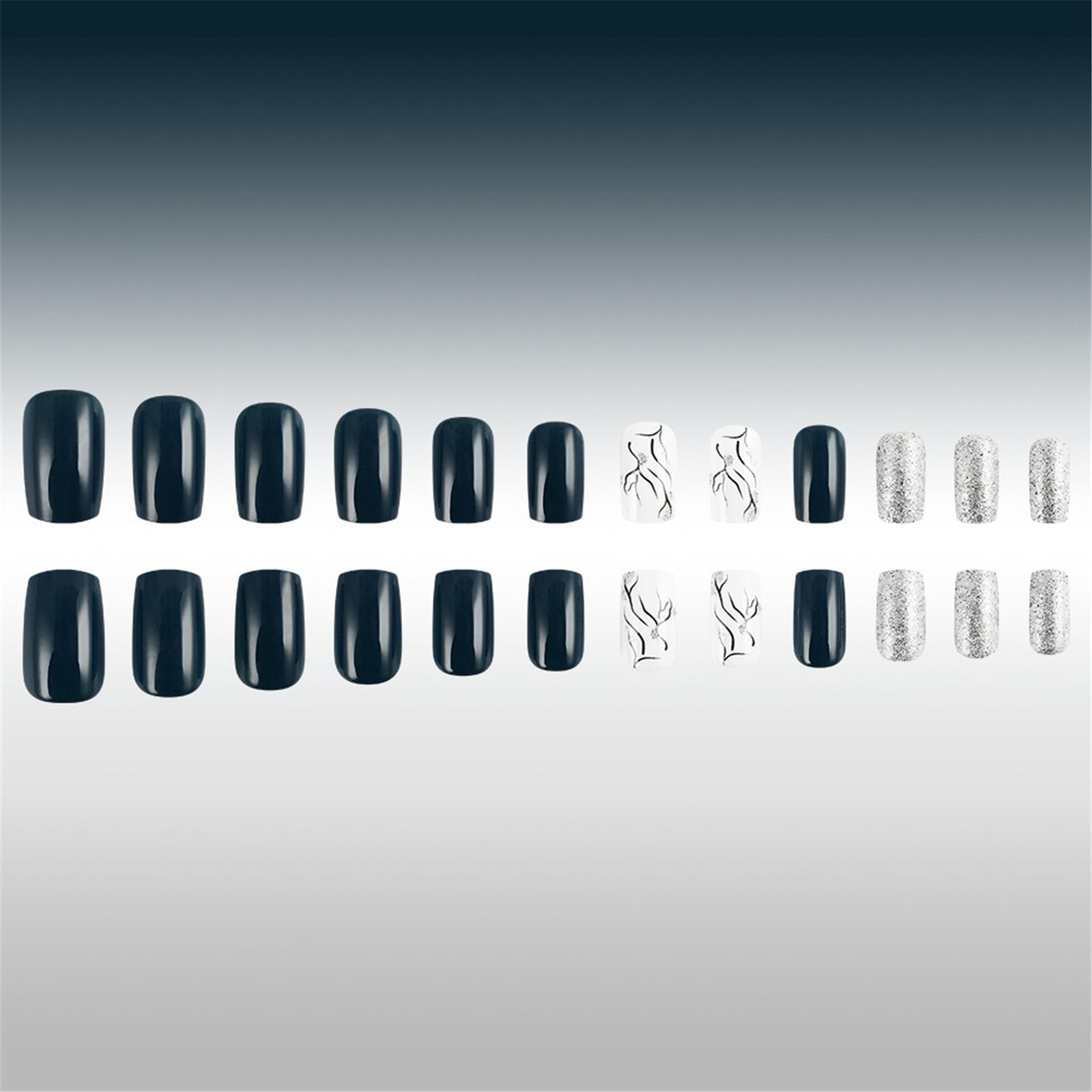 

Квадратные накладные ногти с мраморным узором, искусственные акриловые ногти, 12 размеров, 24 шт., самоклеящиеся ногти для женщин