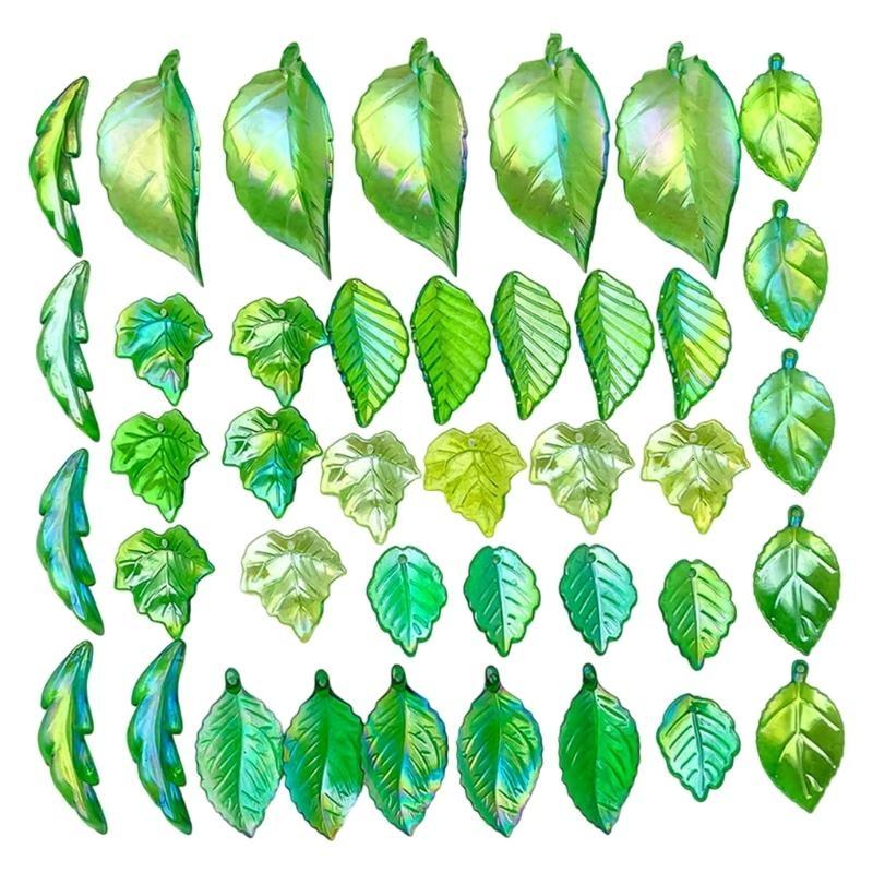 Packung mit 40/50/60 Elegante Acryl-Anhänger Set Grüne Dekorative Perlen Mit Löchern DIY Basteln Schmuckkomponenten