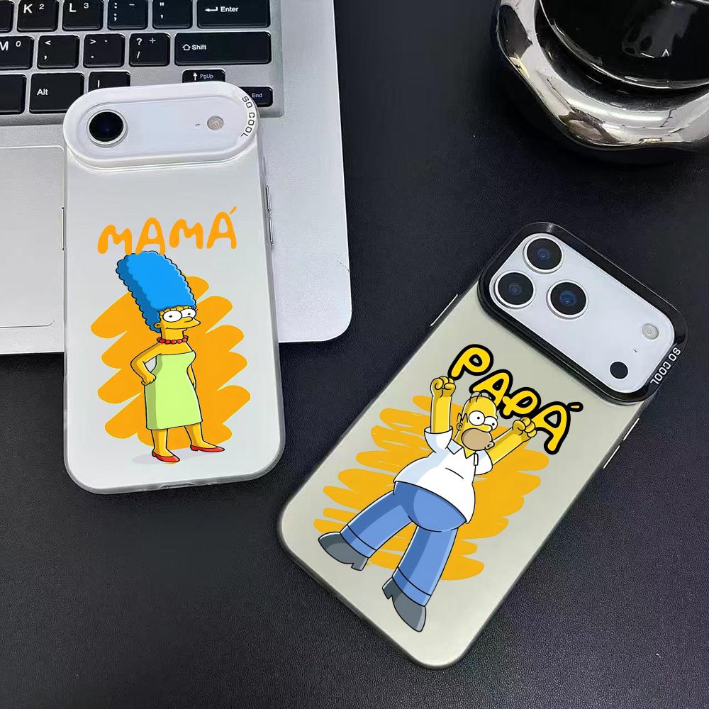 Cute S-SimpsonS Family Phone Case For iPhone 17 16 15 14 13 12 11 Pro Max Air Matte Laser Aurora Shockproof Funda