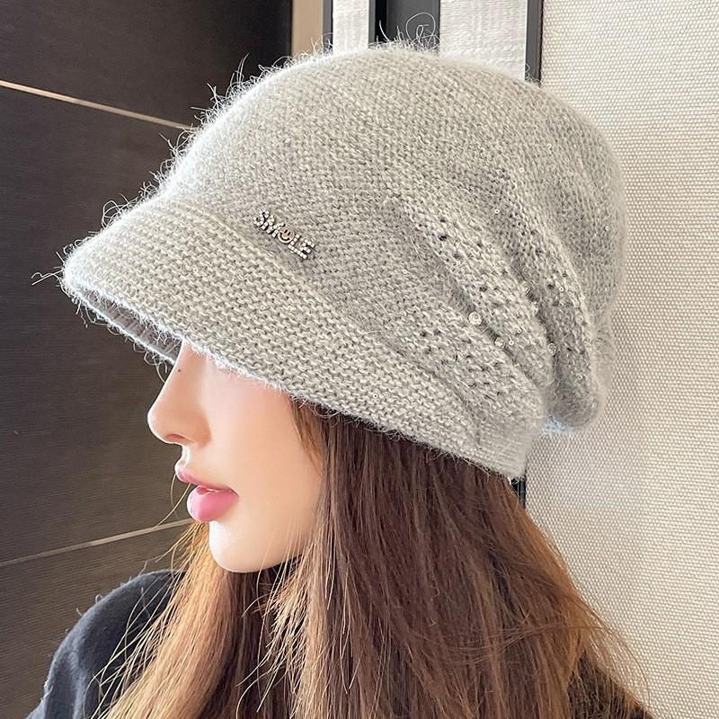 

Женская осенне-зимняя шапка-бини, ветрозащитная и теплая, с козырьком, универсальная, модная вязаная шапка серый