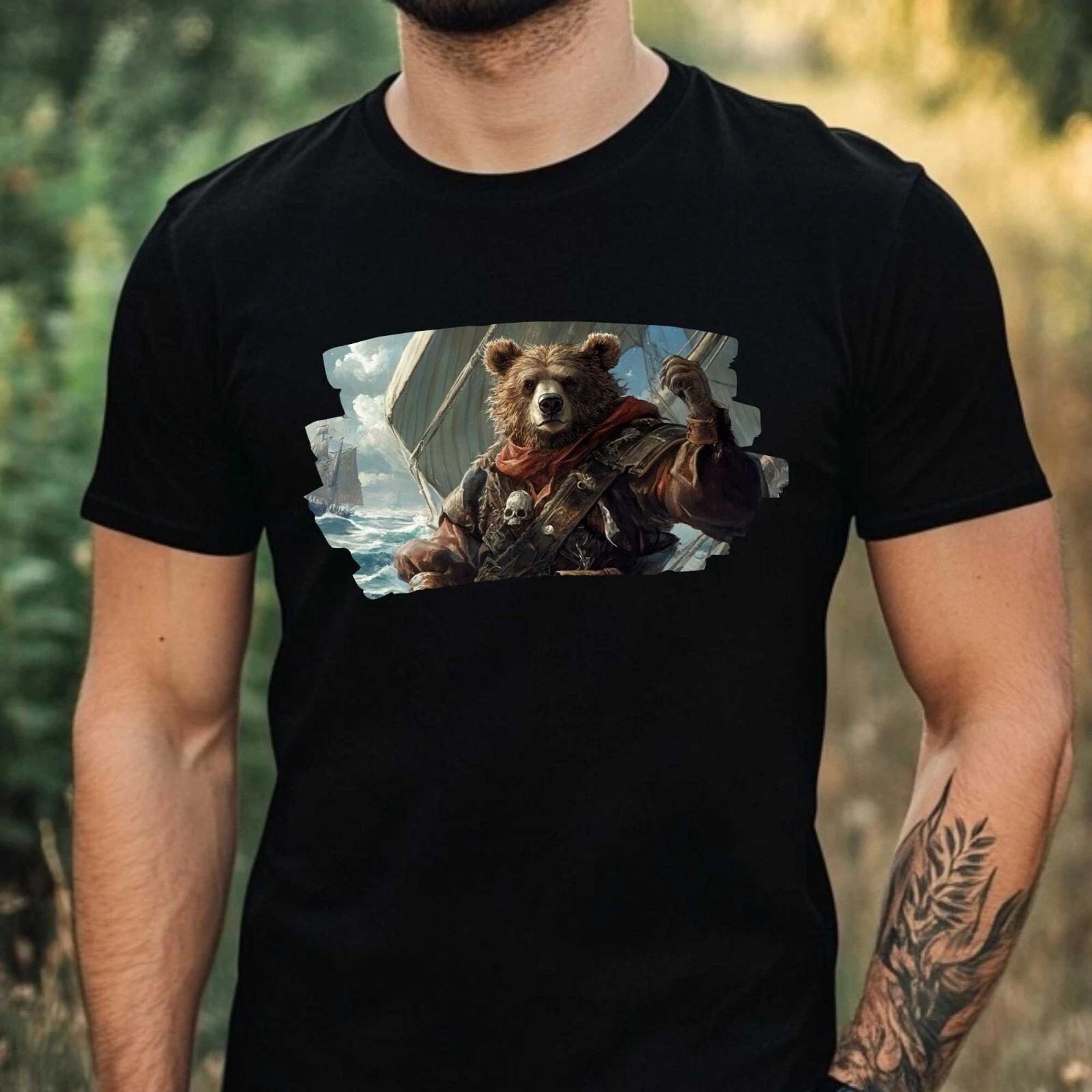 T-Shirt Herren Piraten Bär Motiv Baumwolle Größe XS bis 5XL XXXXL