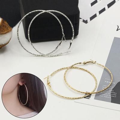 Korean Style Gift Geometrical Shiny Print Hoop Earrings Big Circle Earrings Party Jewelry