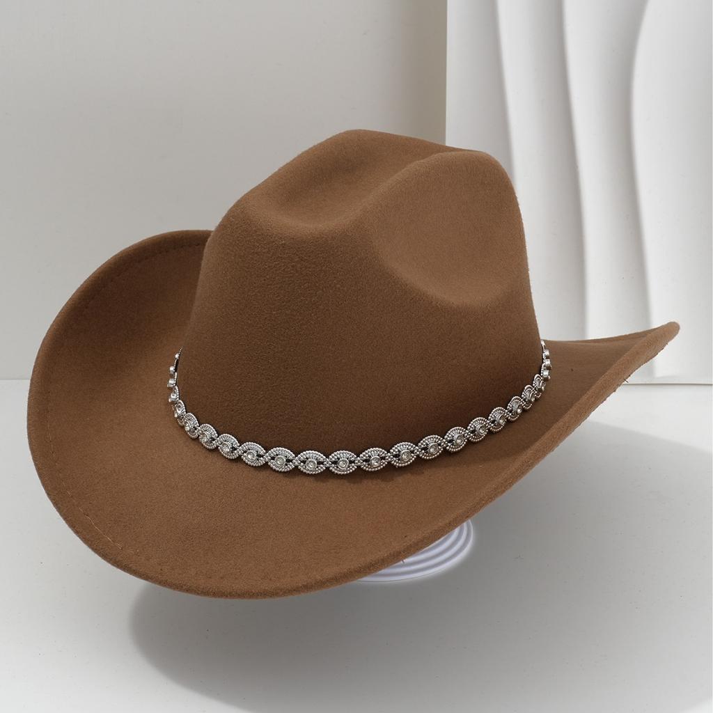 Men's and women's light luxury top hats Western style cowboy hats Unique eye point diamond belt Birthday party party hat