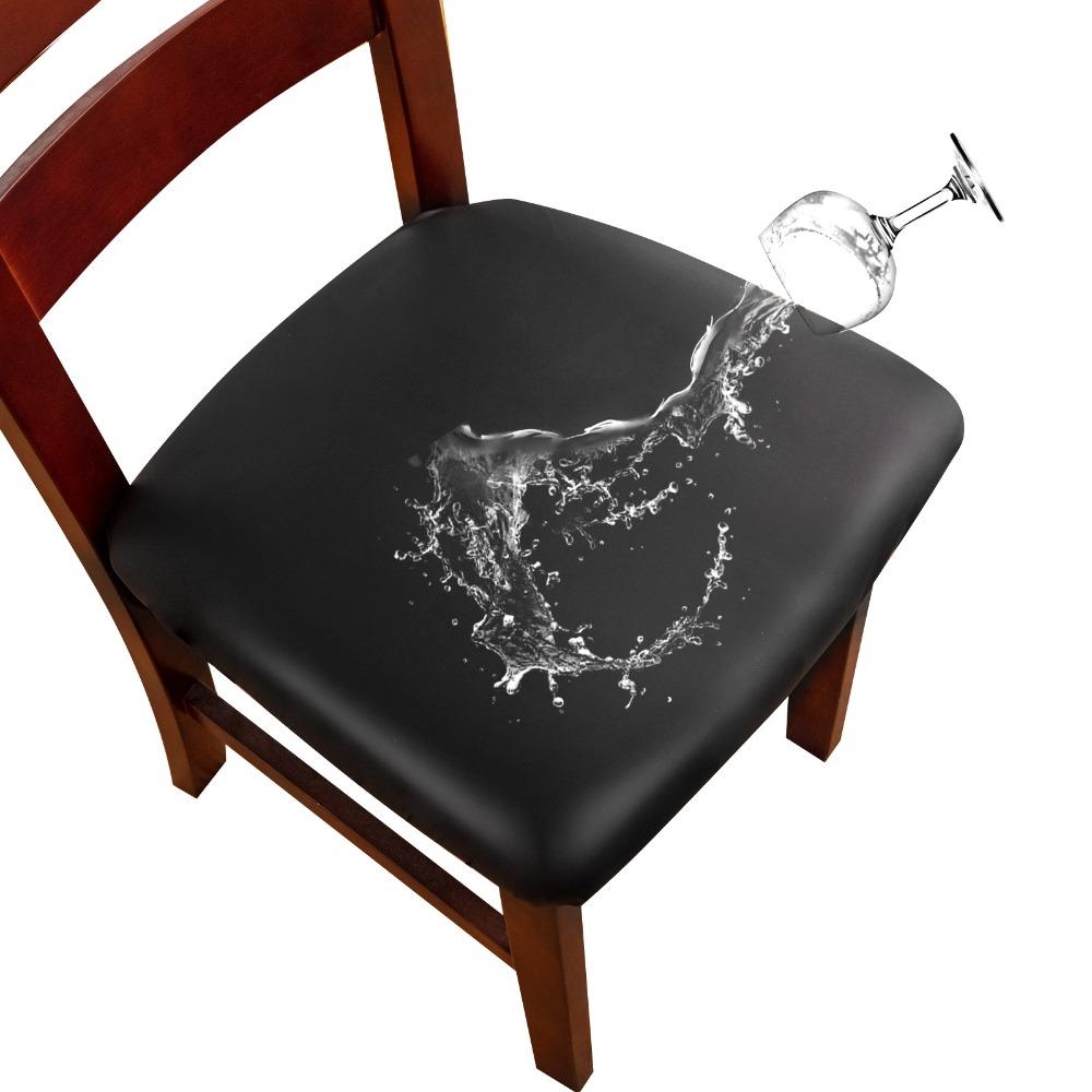Stretchable Chair Cushion Cover PU Fabric Stool Cover Solid Color Seat Cover