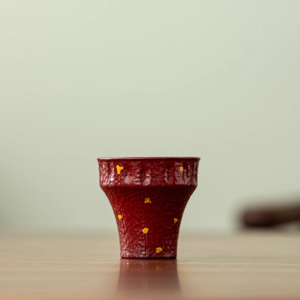Chinese Style Cup Red Sprinkling Gold Tea Cup Tea Utensils Kung Fu Cup Porcelain Art Drinkware Creative Retro Tea Accessories