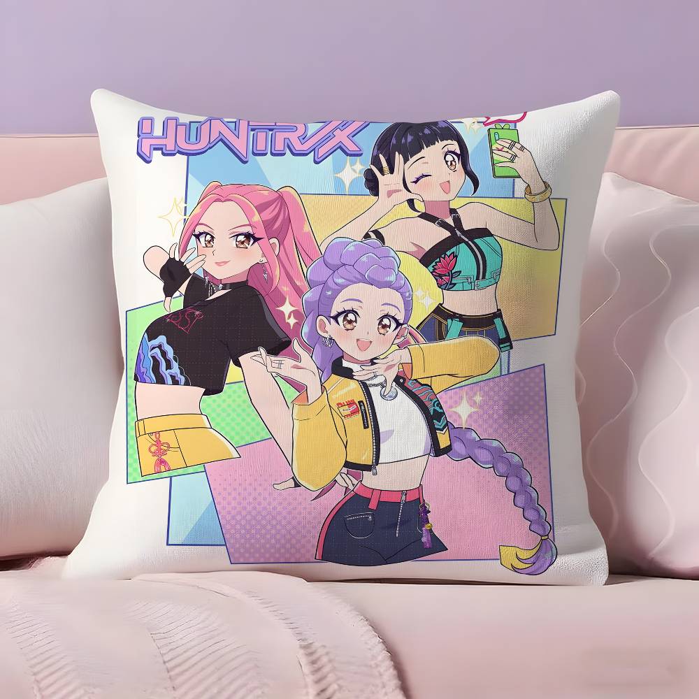 Hot Kpop Demon Hunters Cartoon Pillow Covers Decorative Home Print Square Pillow Bedroom Room Decoration Pillowcase