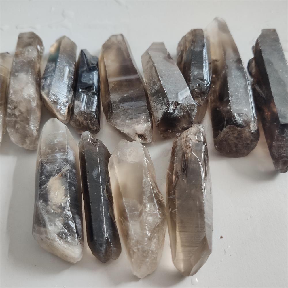 Natural Smoky Quartz Crystal Points Specimen Reiki Healing Stone Hexagonal Prisms Obelisk Wand Tower Energy Meditation Decora