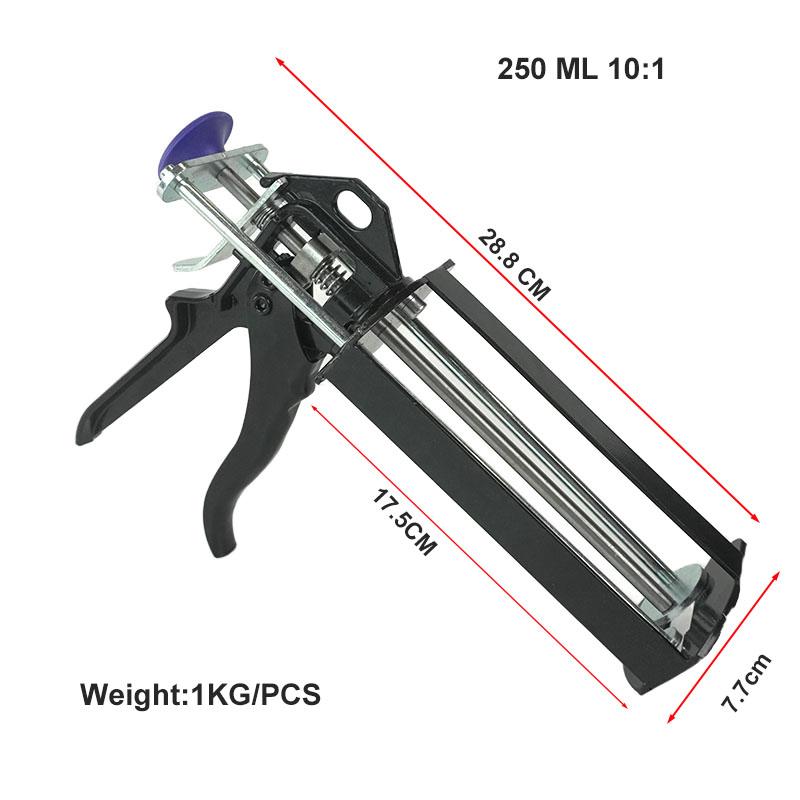 DM 250ML 10:1 Dual Tube Caulking Gun Manual Tool Epoxy Caulking Gun Push-Type Industrial Gun