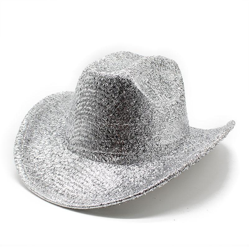 Lace Gold Silk Western Cowboy Hat Women'S Stage Woolen Hat Top Hat Men'S And Women'S Party Holiday Hat