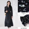 Xiangying French Style Blue Floral Long-Sleeve Dress