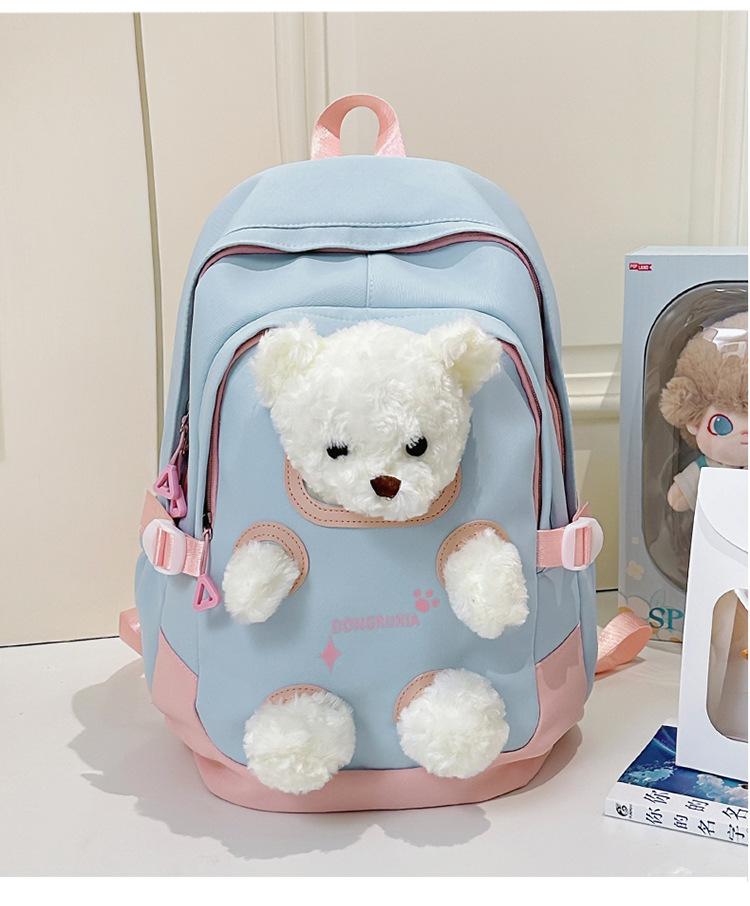 School Bag Cute Cartoon Casual School Bag Plush Doll Backpack Girls Junior High School Students High School Students Travel Backpack