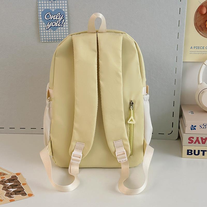 Schoolbag Cream Wind Campus Middle and High School Schoolbag Versatile Large Capacity Color Matching Leisure Ridge Backpack Travel Going Backpack