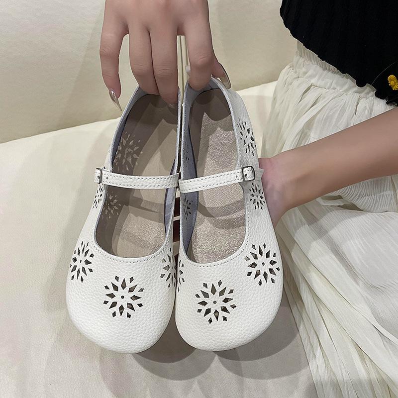 Women's Soft Bottom Embossed Breathable Loafers with Hollowed-Out Design