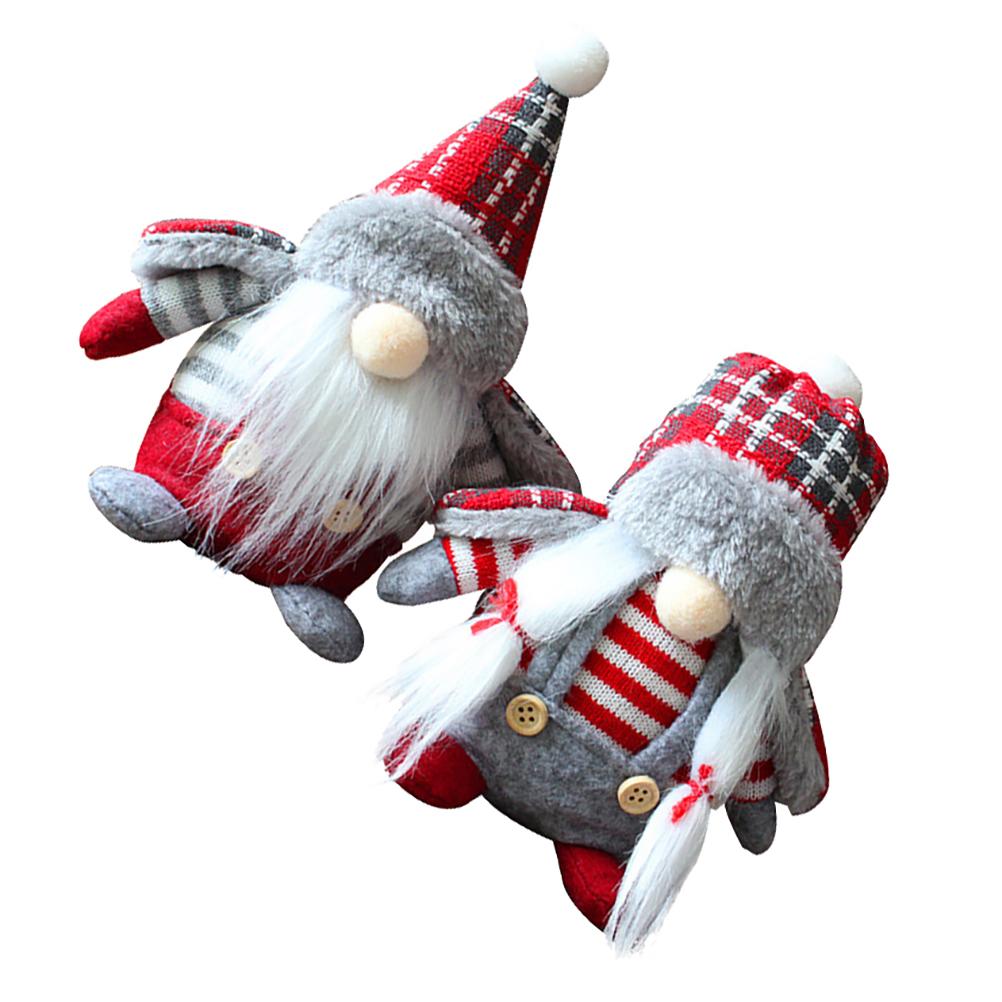 2 Pcs Old Man in The Ornament Plush Dolls Gnome Decor Girl Decorative Gift Christmas Cloth Lovely Elder