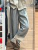 Damen Leichte Graue Koreanische Drapierte Sense-Hose - Hoher Bund, Schlankmachend, Weiter Bein, Gerades Bein Sporthose für Frühling und Herbst
