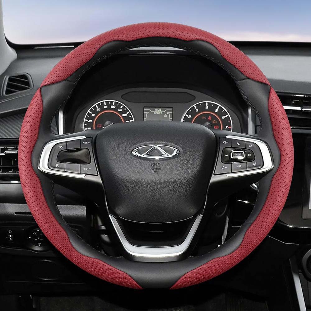 Suitable for Chery Breathable Holes Leather Steering Wheel Cover Segmented Quick Release Design Non-Slip Durable Tiggo2 4 7 8 9 Tiggo 8Pro 2Pro 7Proma