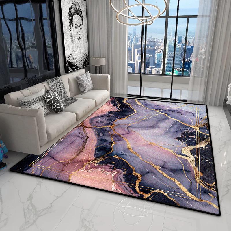 Abstract Marble Style Living Room Carpet Light Luxury Decoration Bedroom Bedroom Plush Rug Home Cloakroom Non-slip Door Mat Soft