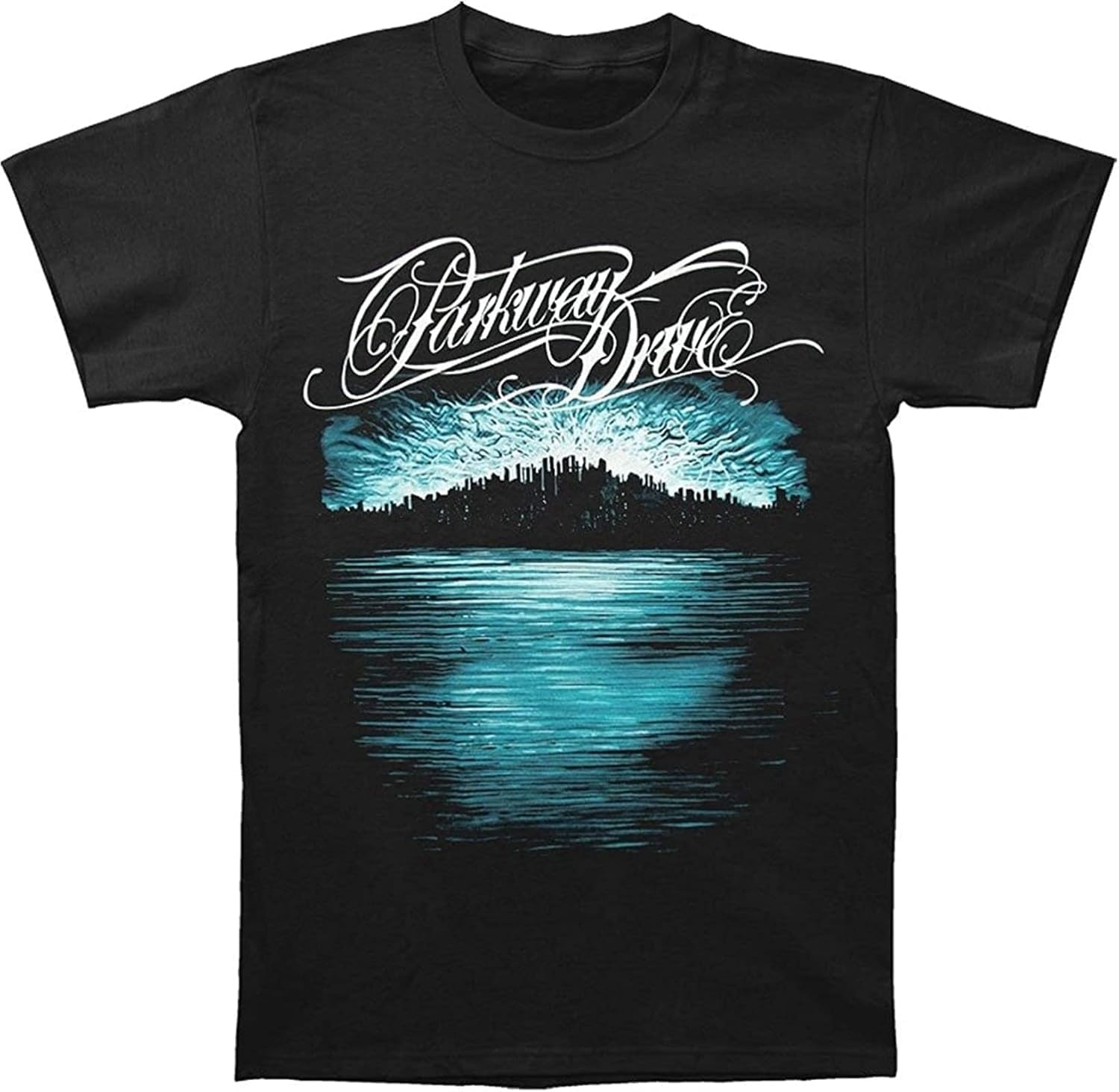 Dkaisgg Parkway Drive Men s Deep Blue Skyline Short Sleeve T-Shirt L чёрный