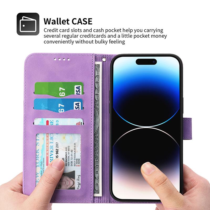 Foreign Trade Flip Card Protective Case, Suitable for Iphone15 Mobile Phone Leather Case Samsung Skin-sensitive Magnetic Suction Sharp MOTO