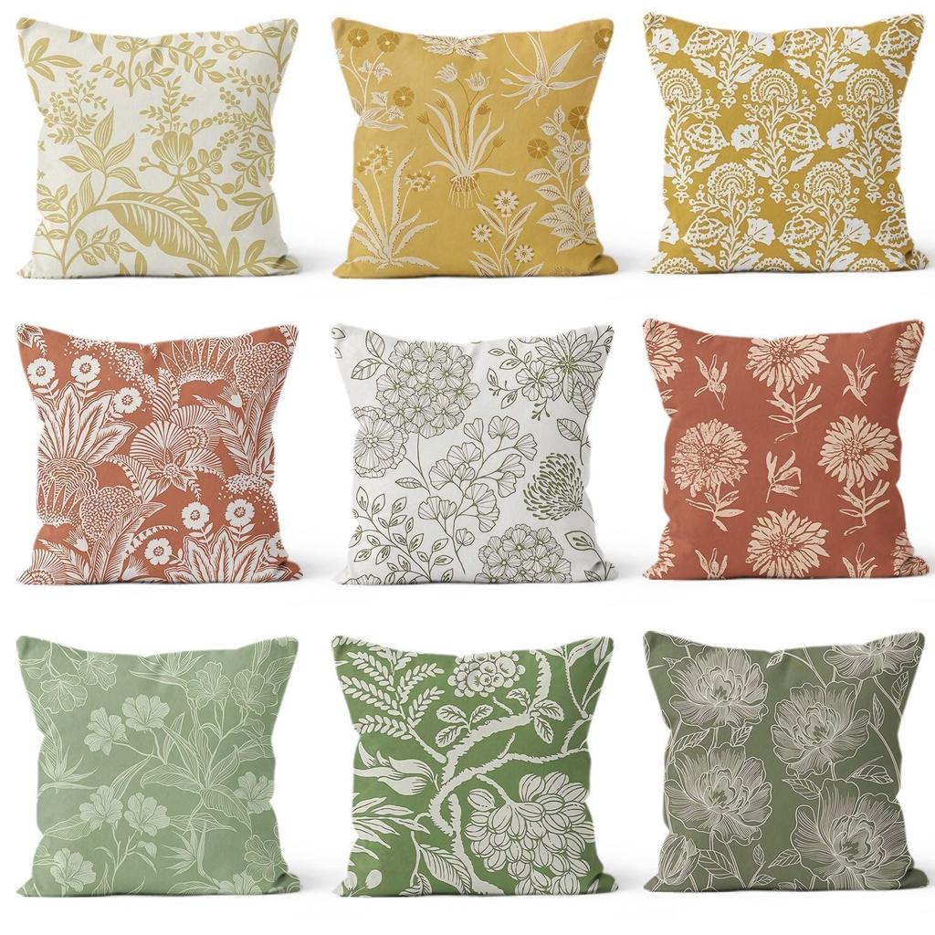 Federa Cuscino con Fantasia Floreale Fresca Copricuscino per Divano Soggiorno Cuscino da Letto Cuscino Lombare Universale Rimovibile e Lavabile