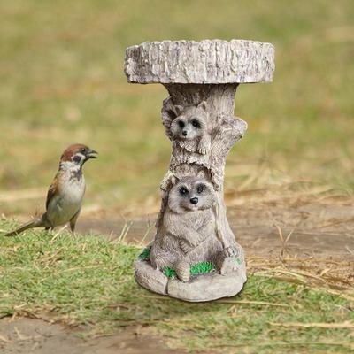 Raccoon Bird Feeder, Lawn Ornament, Unique Garden Decorations Resin Shaped Sculpture Animal