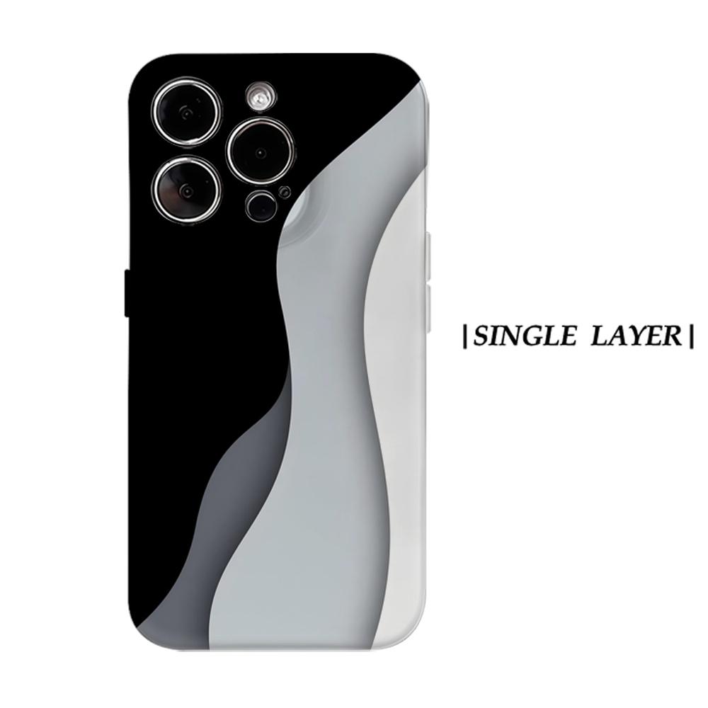 Custodia Monocromatica a Onde per Telefono per IPhone 17AIR 16E 16 15 14 13 12 11 17 Pro Max Plus Copertura Posteriore a Doppio Strato
