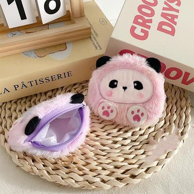 Cartoon Colored Panda Plush Coin Purse Keychain Cute Miscellaneous Storage Bag Kawaii Small Bag Pendant Decoration Accessories