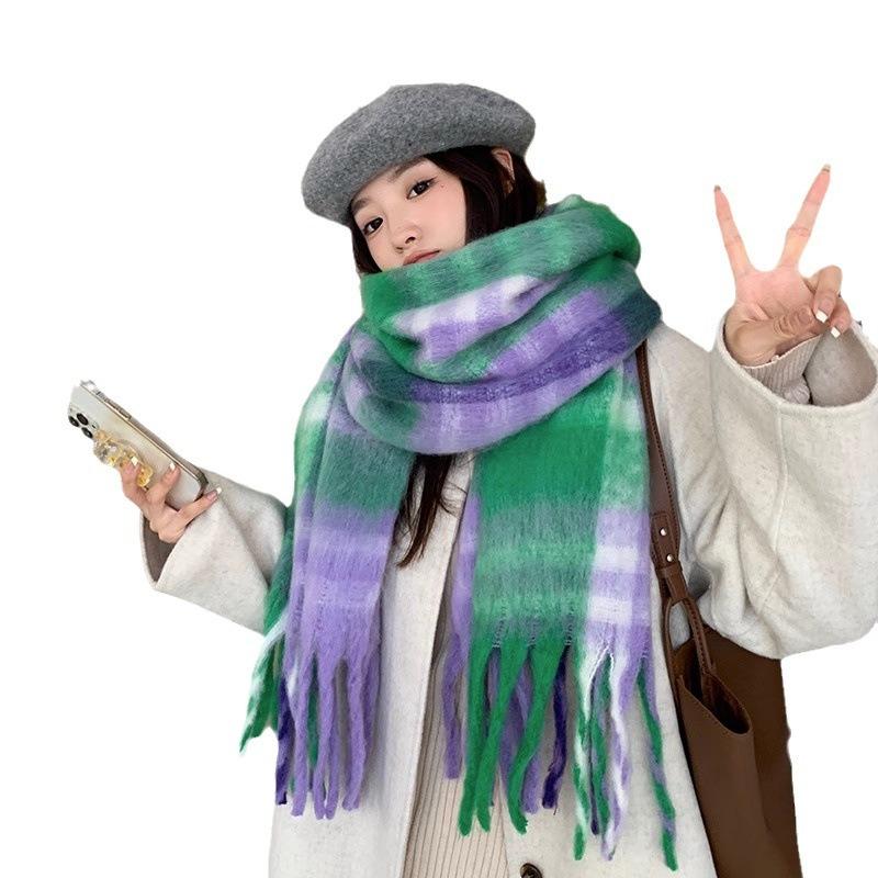 Winter Versatile Scarf Mohair Tassel Scarf Student Warm Versatile Fashion Thickened Shawl