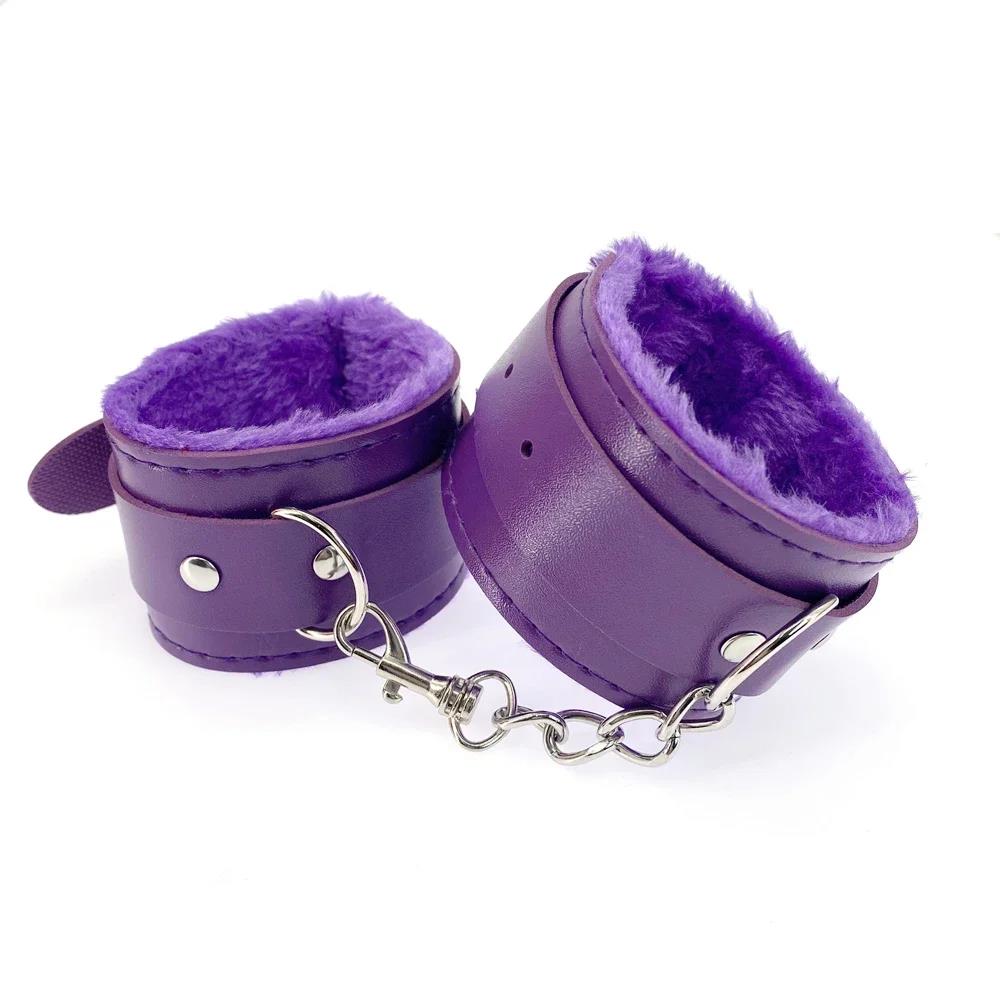 Handcuffs PU Leather Restraints Bondage Cuffs Roleplay Tools Sex Toys for Couples Game 4 Colors
