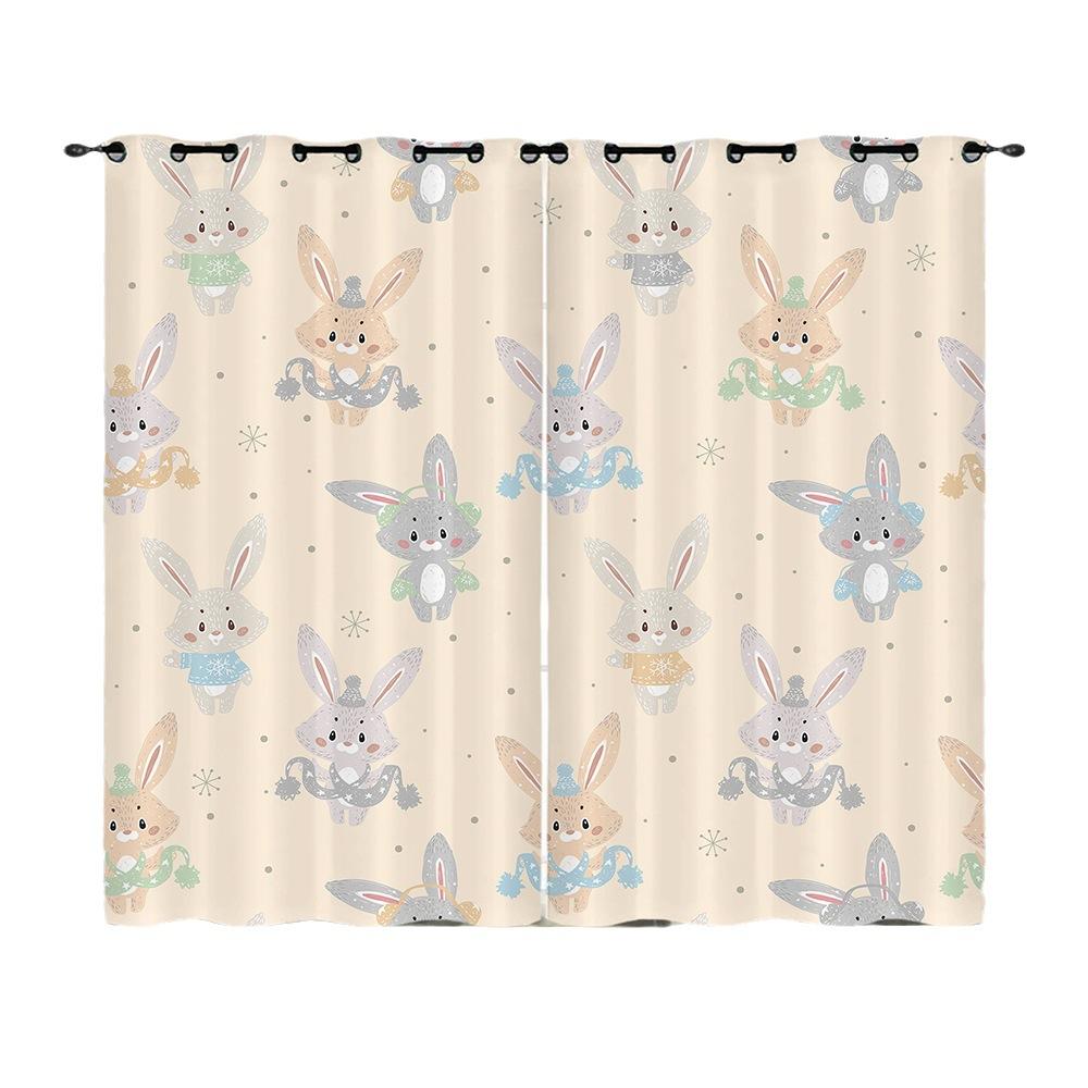 Curtain Spring Floral Cute Cartoon Animal Series Digital Printing High Density Blackout