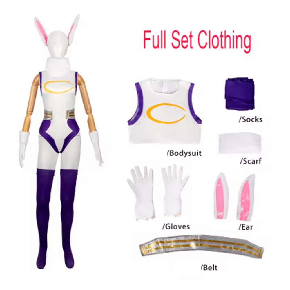 Mha Konijnheld Mirko Cosplay Sexy Kostuum Anime Bnha Rumi Usagiyama Miruko Rollenspel Halloweenfeest Verkleedpak Damespak S white
