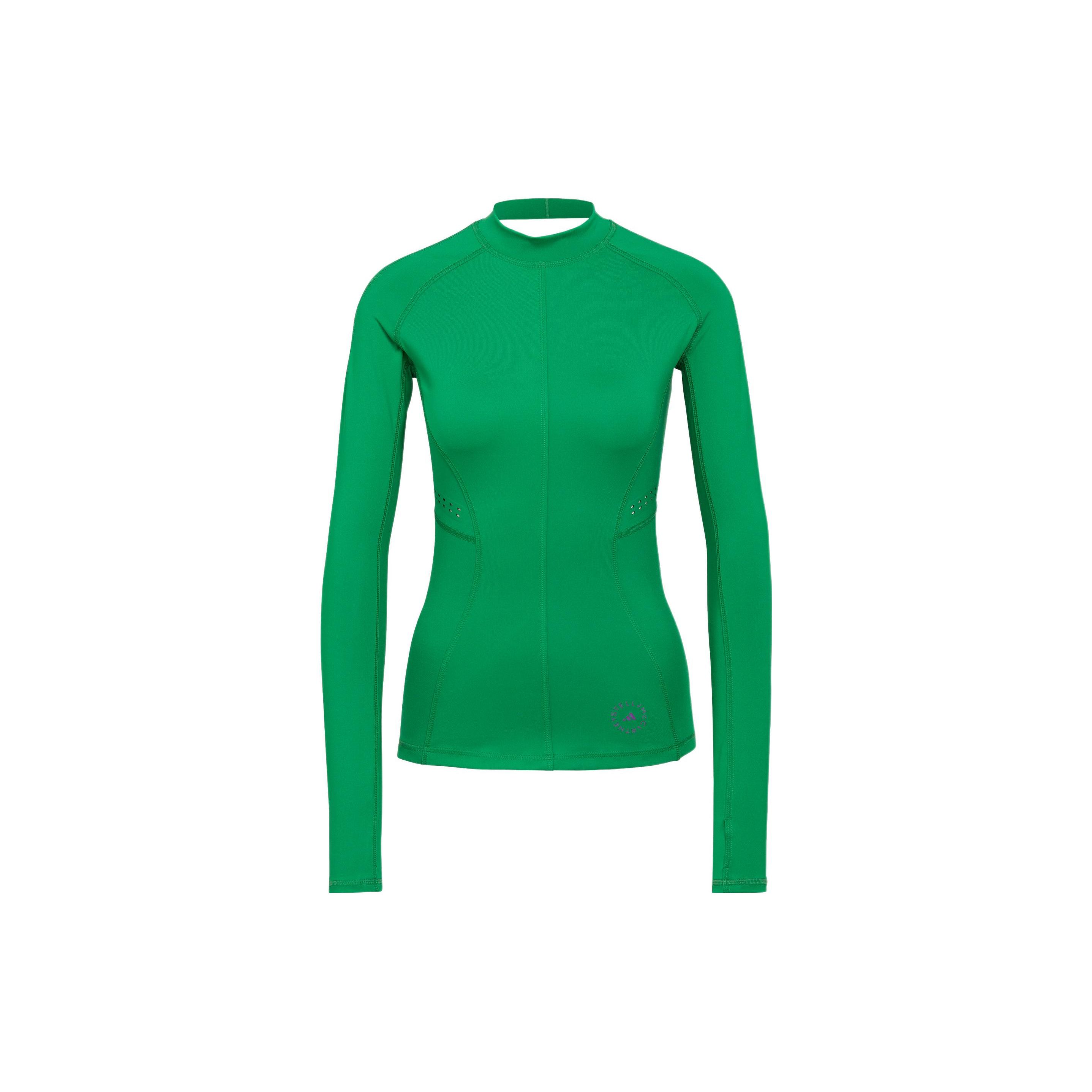 

adidas by Stella McCartney Women s Green Fitted Long Sleeve Training Top HI6035 M